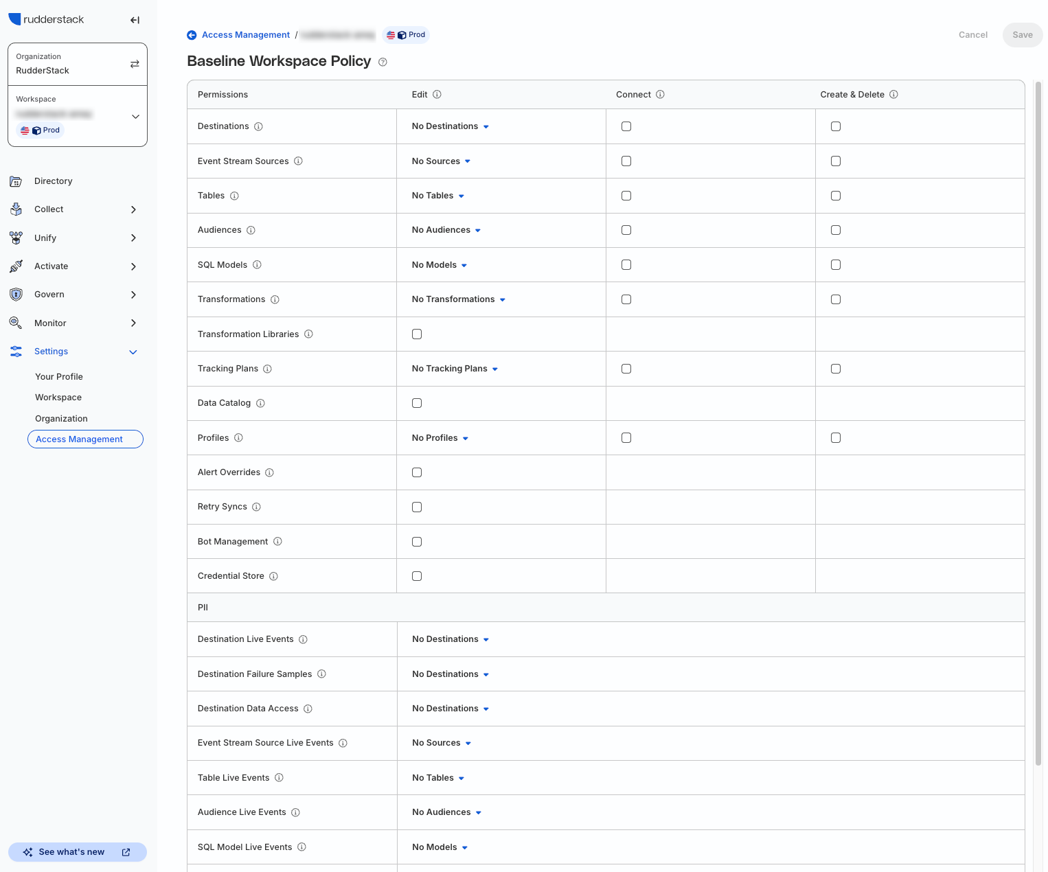 Configure baseline workspace policy