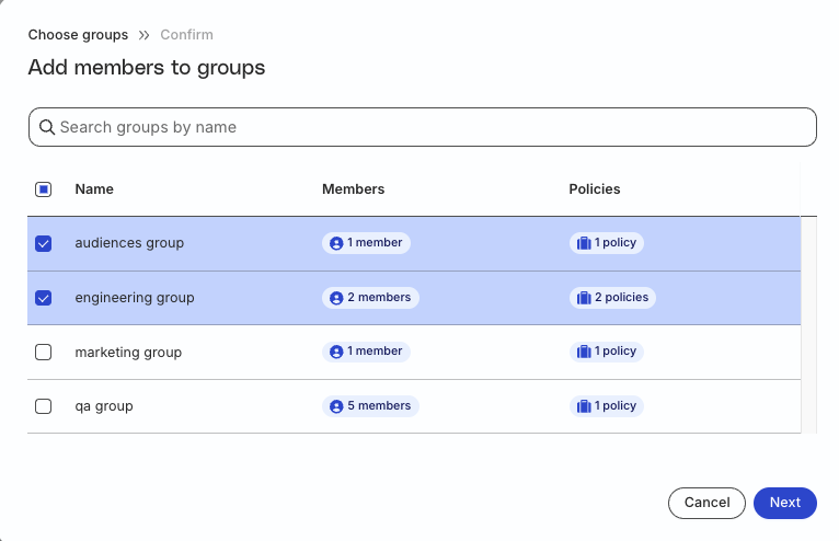 Add member to groups
