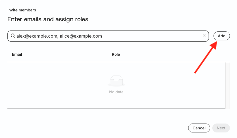 New members email addresses
