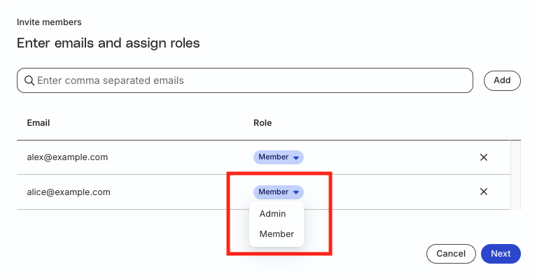Select member role