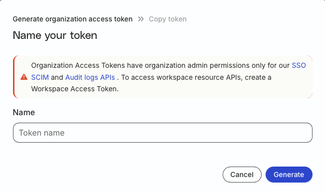 Generate organization level Service Access Token in RudderStack dashboard