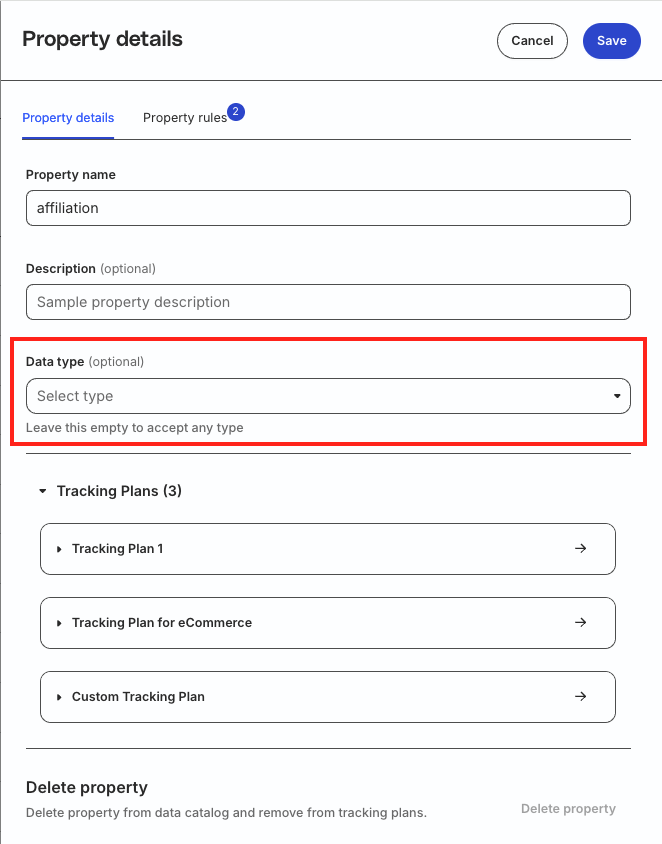 Update property in RudderStack dashboard