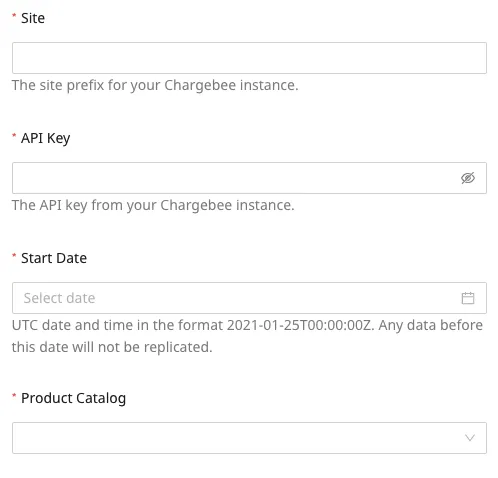 Chargebee connection settings