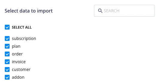 Selecting the data to import