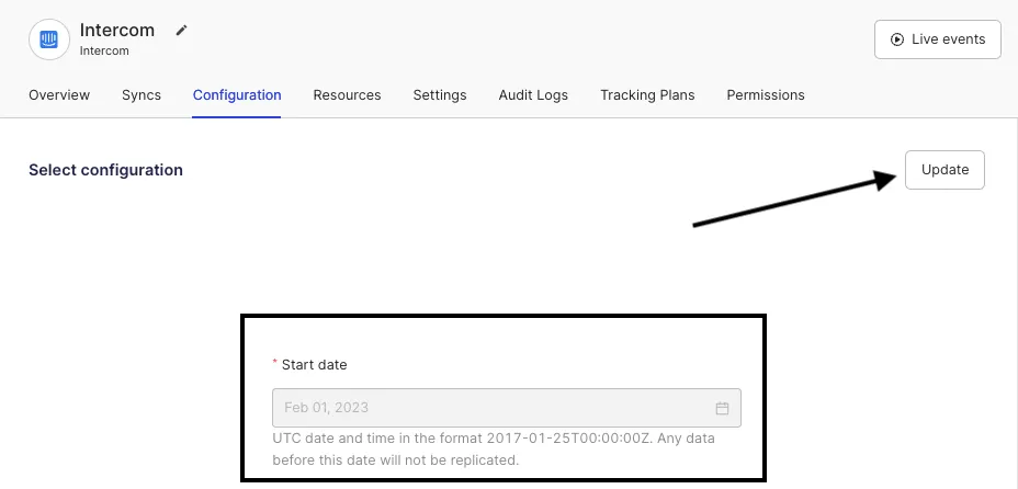 Update Extract source configuration