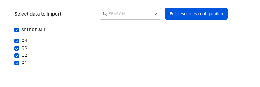 Selecting the data to import