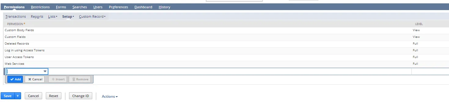 Permissions in Netsuite