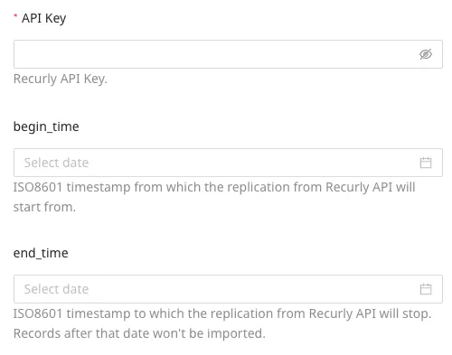 Recurly credentials