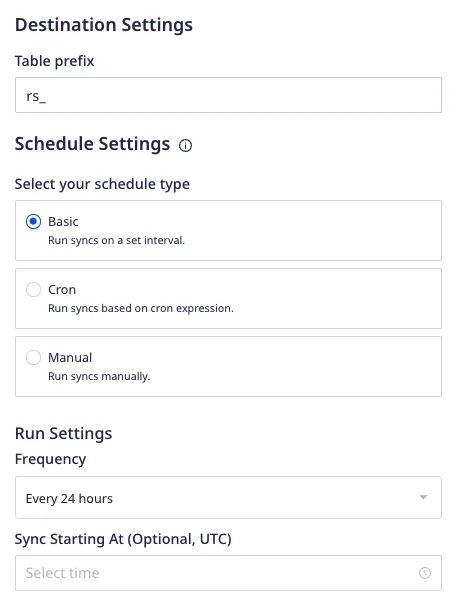 Sendgrid destination settings