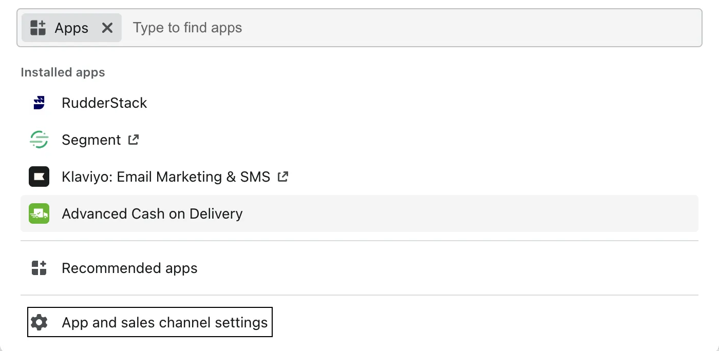 Shopify settings