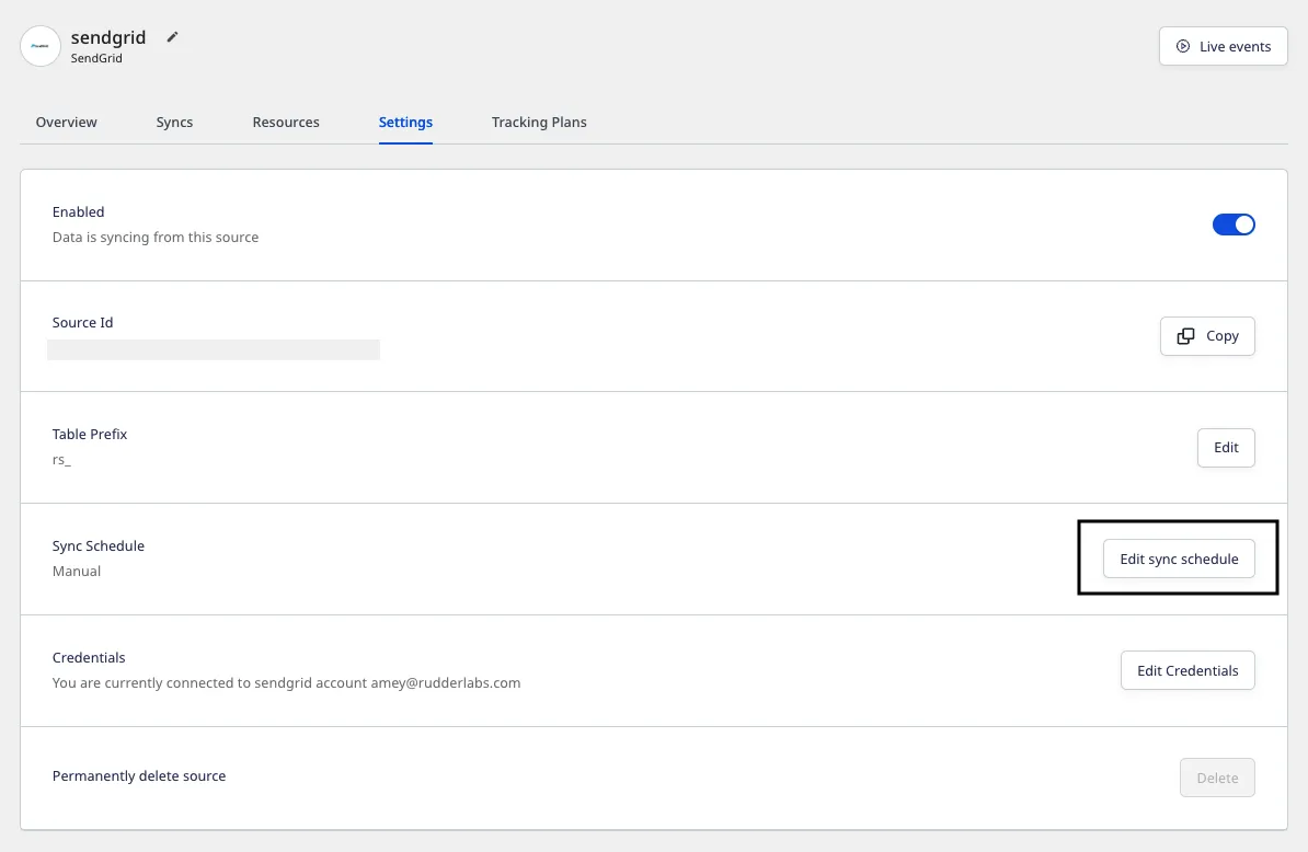 Syncs schedule settings change