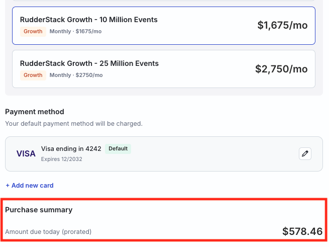 Purchase summary