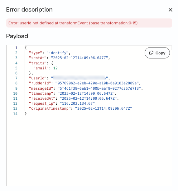 Transformation error details