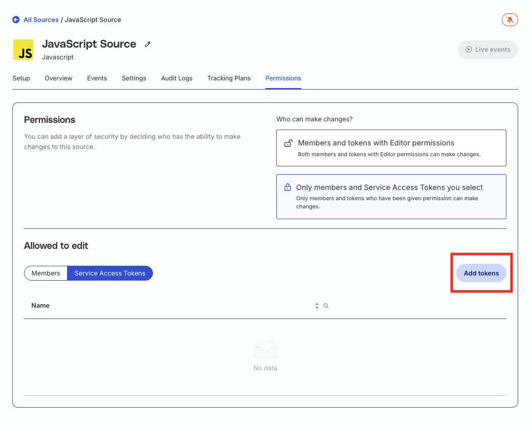 Add tokens option