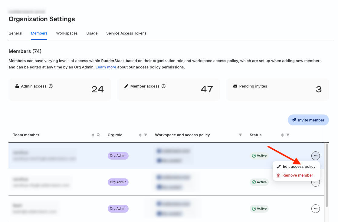 Edit access policy