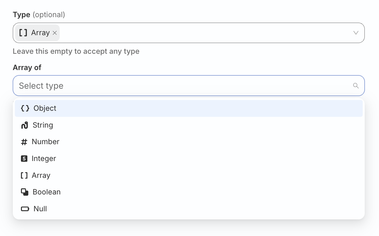 Array property type