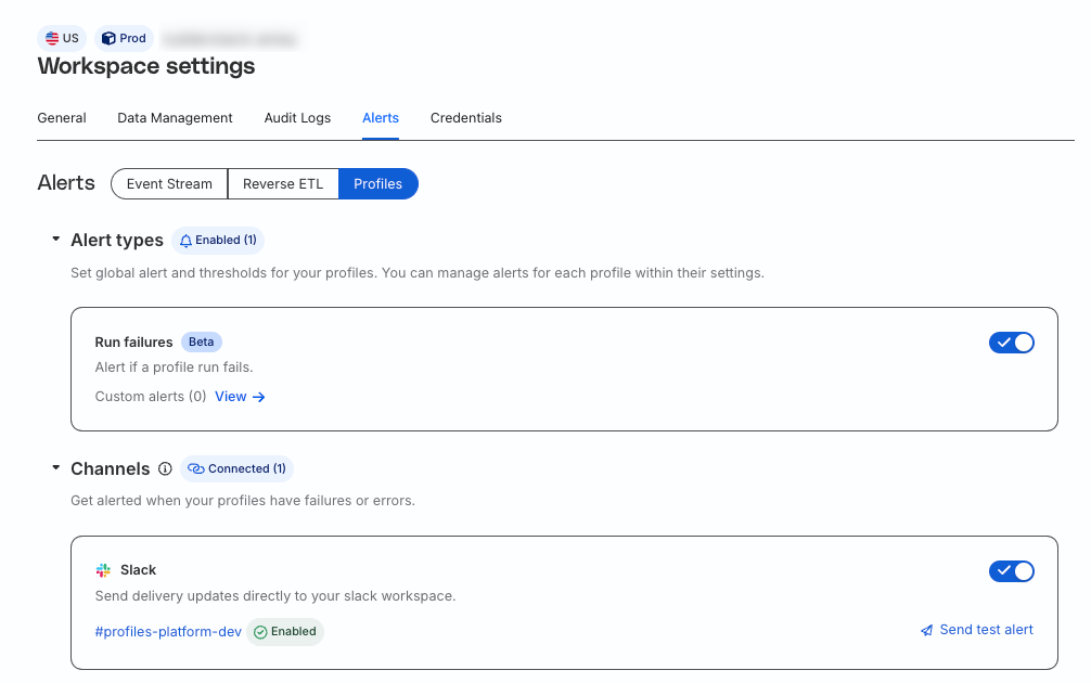 Profiles alert settings