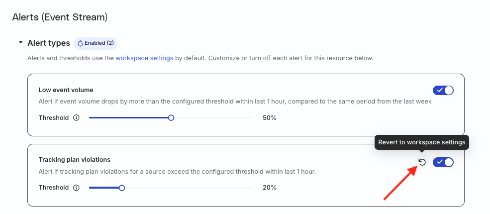 Revert to default workspace setting
