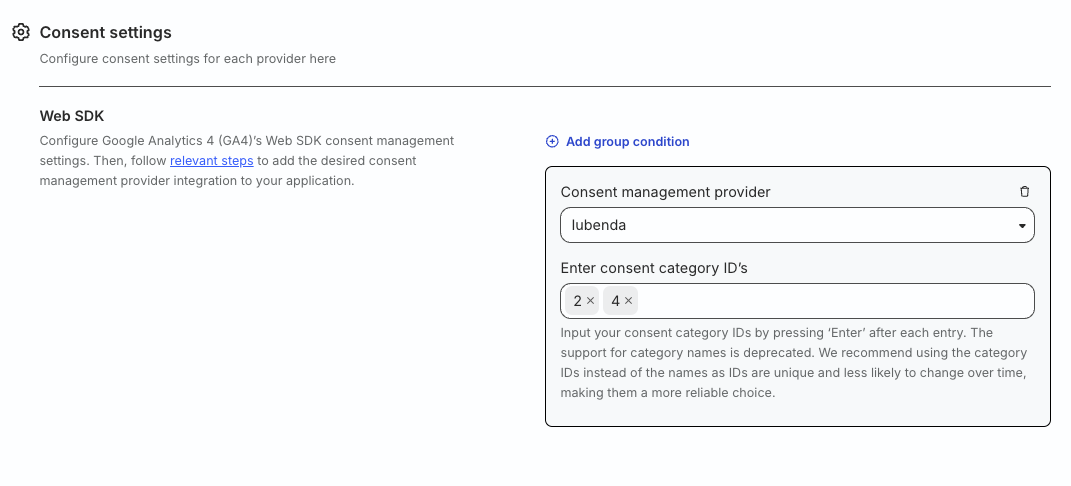 iubenda consent settings