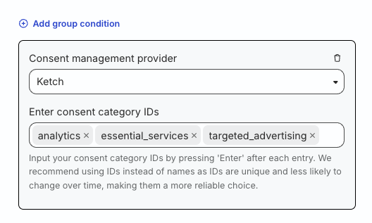 Ketch purpose IDs in dashboard settings