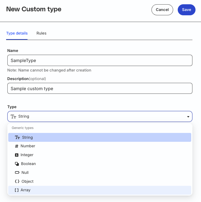 Define custom type
