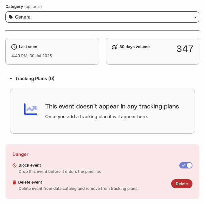 View blocked event details in Data Catalog