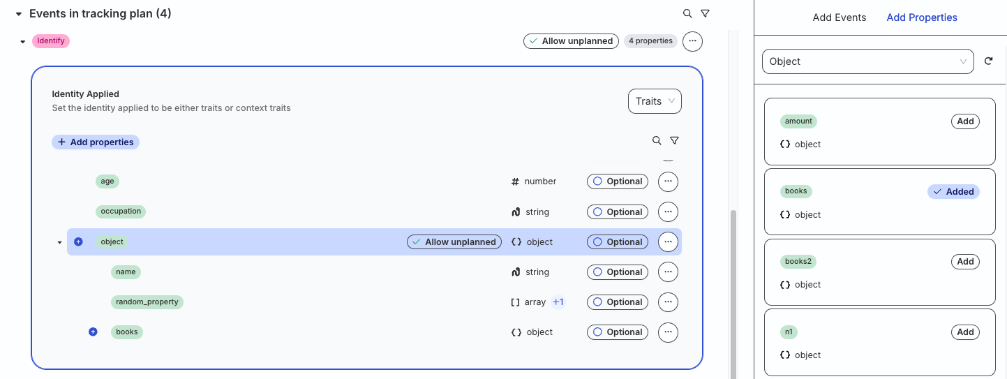 Nested event properties