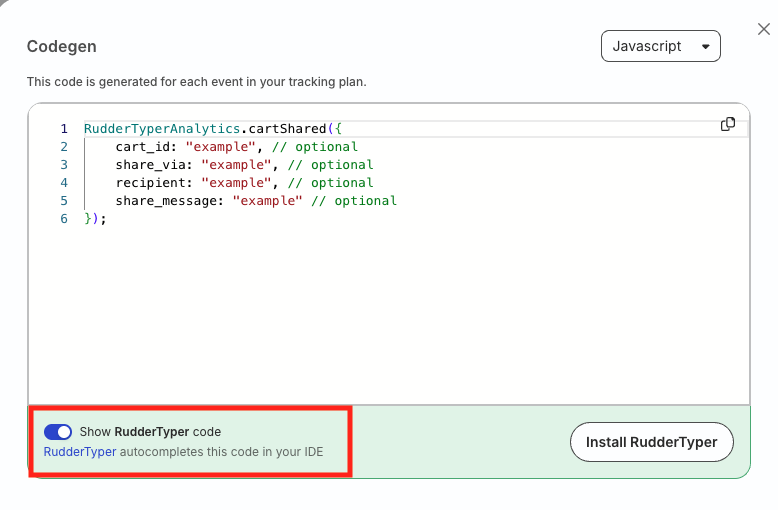 Tracking plan codegen