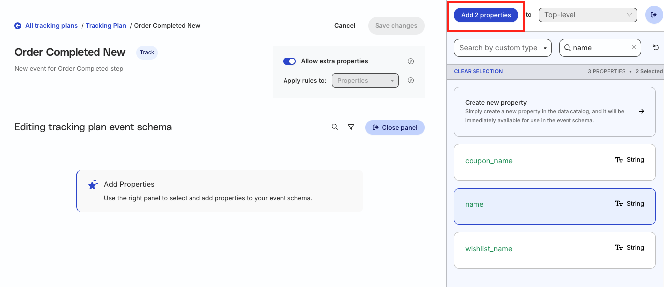 Add properties for the new event