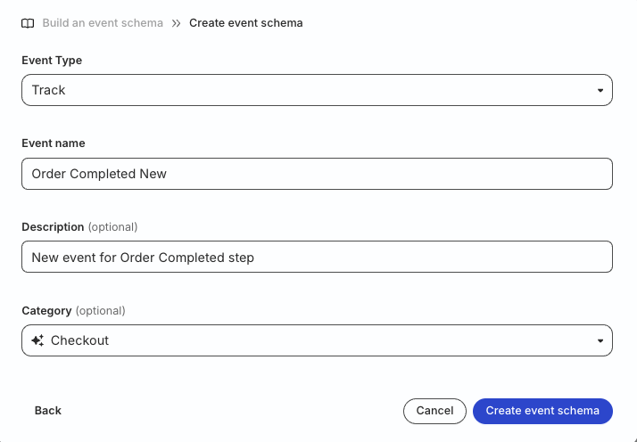 Tracking Plan create a new event