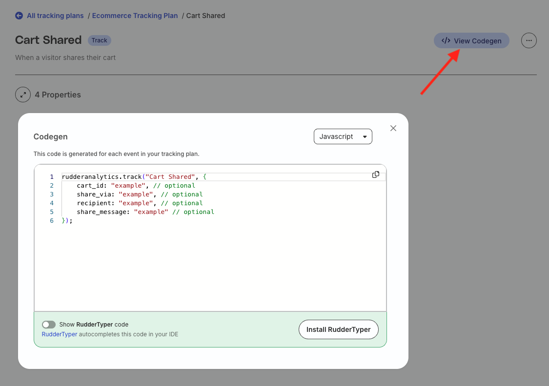 Tracking plan codegen