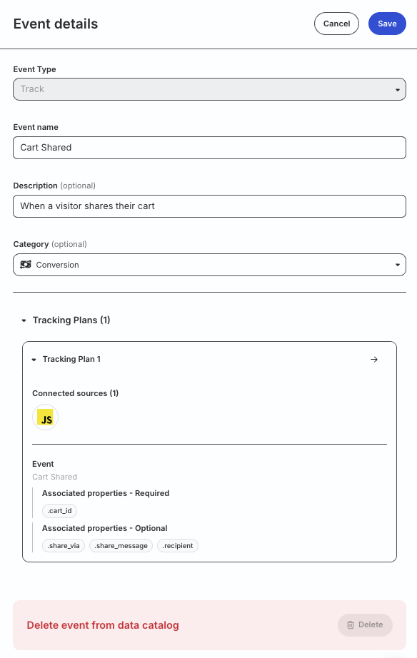 View event details in Data Catalog