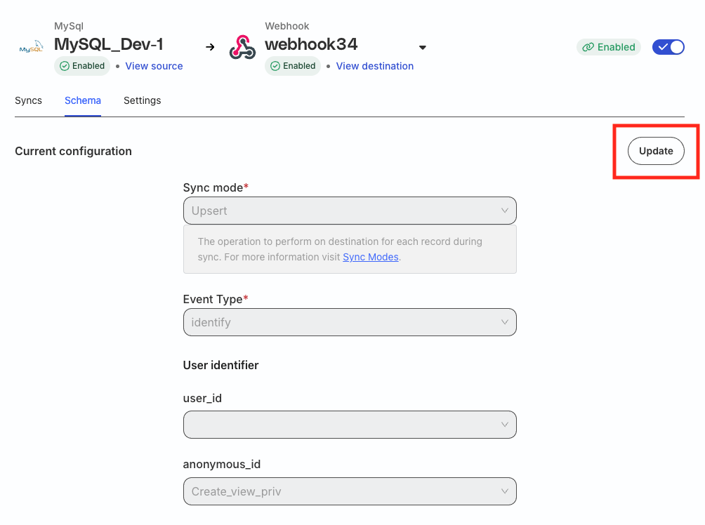Update connection mappings