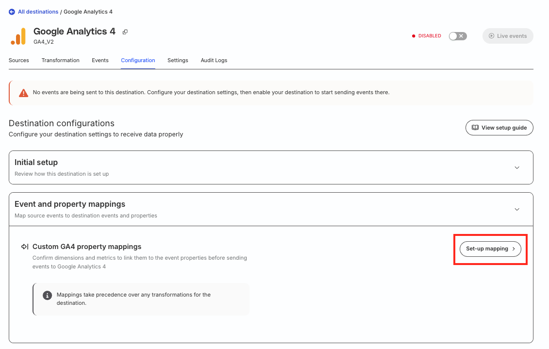 Set up custom mappings in GA4