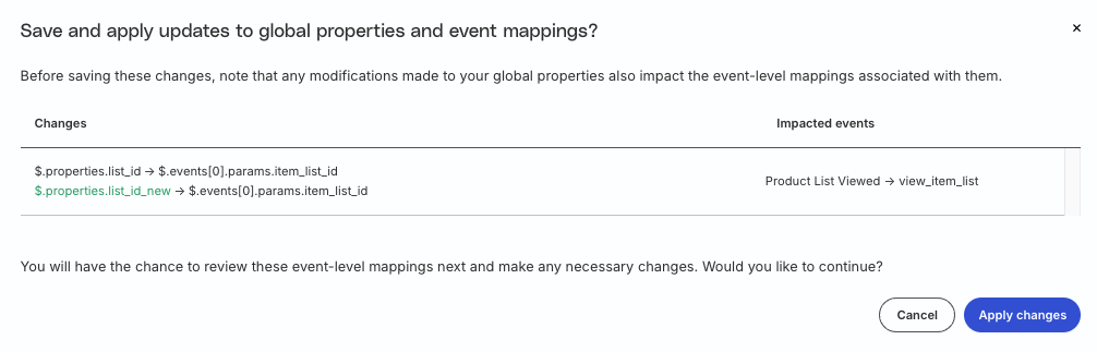 Review changes to global mappings