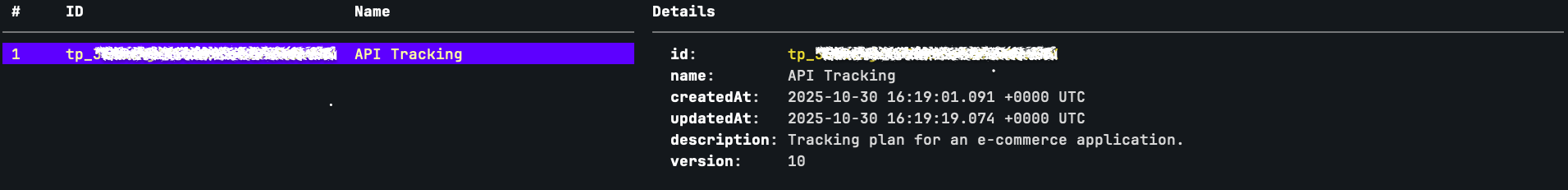 List of Tracking Plans in your workspace