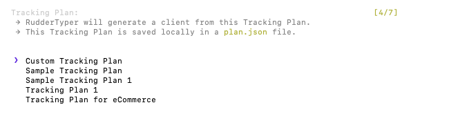 Choose Tracking Plan