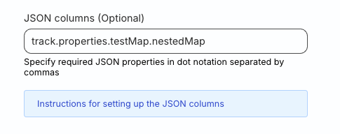 JSON column setting in RudderStack dashboard