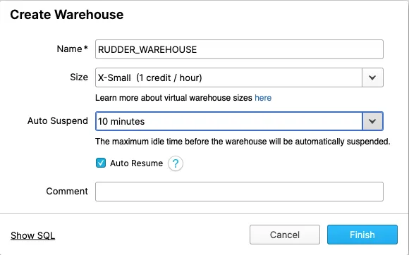 Create a virtual warehouse