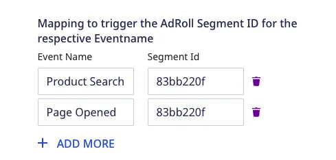 AdRoll event mapping to audience