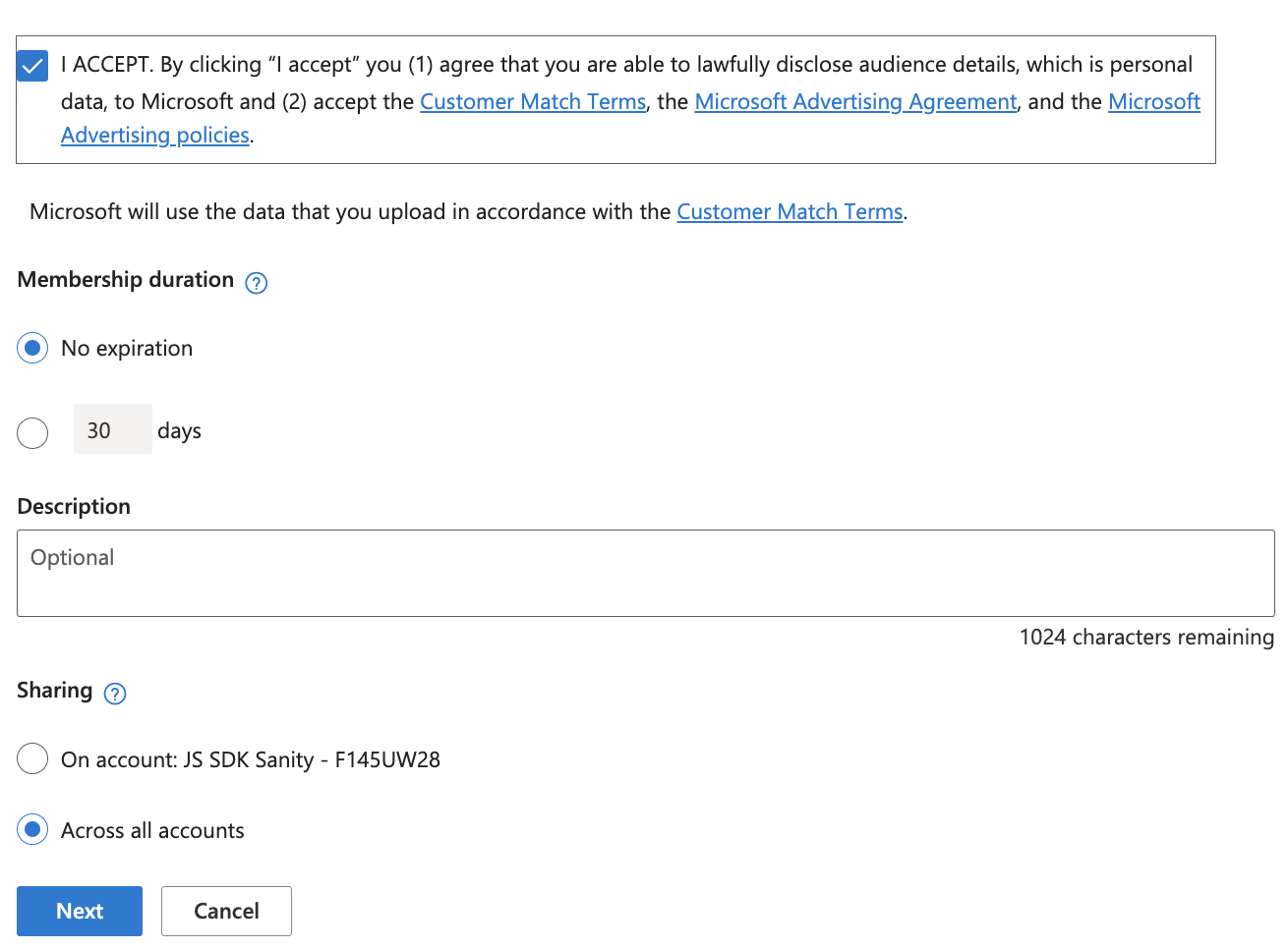 Create BingAds audience