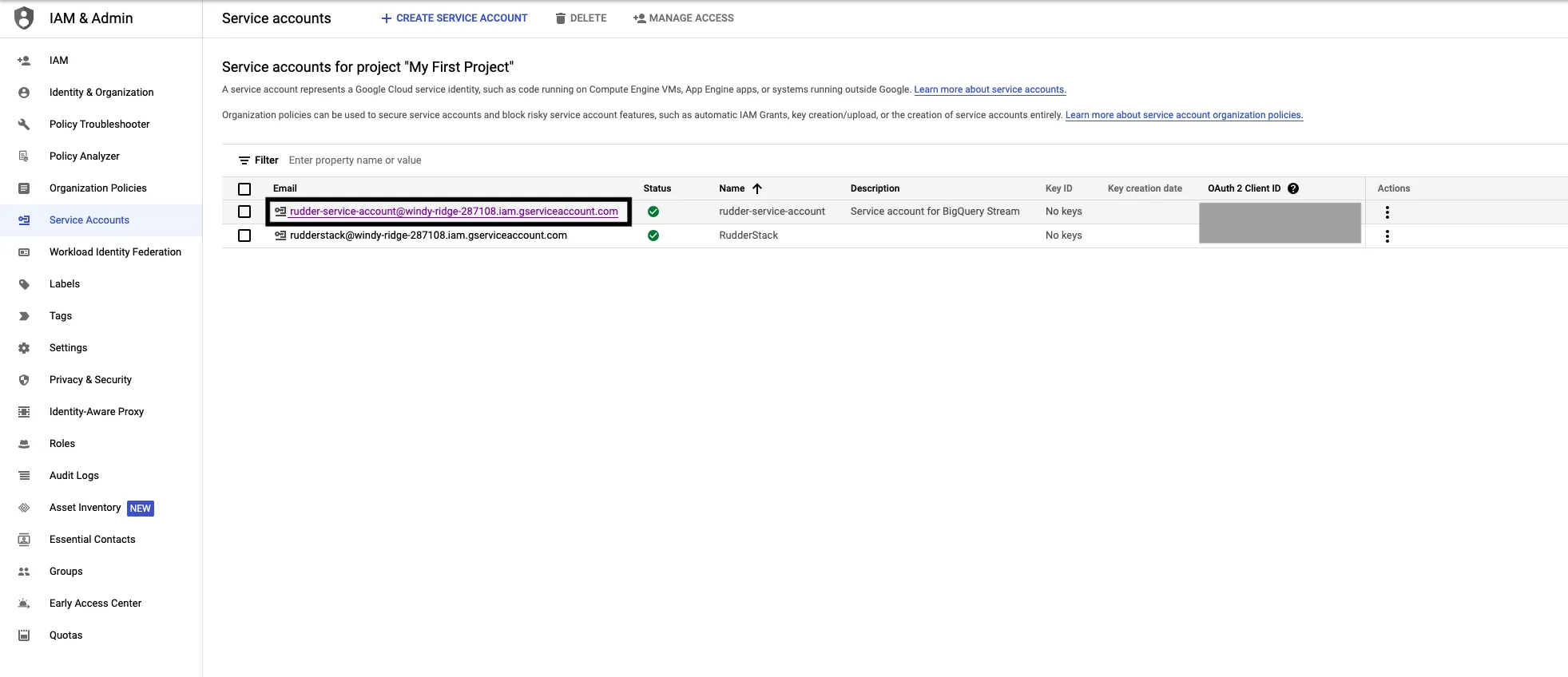 Service account