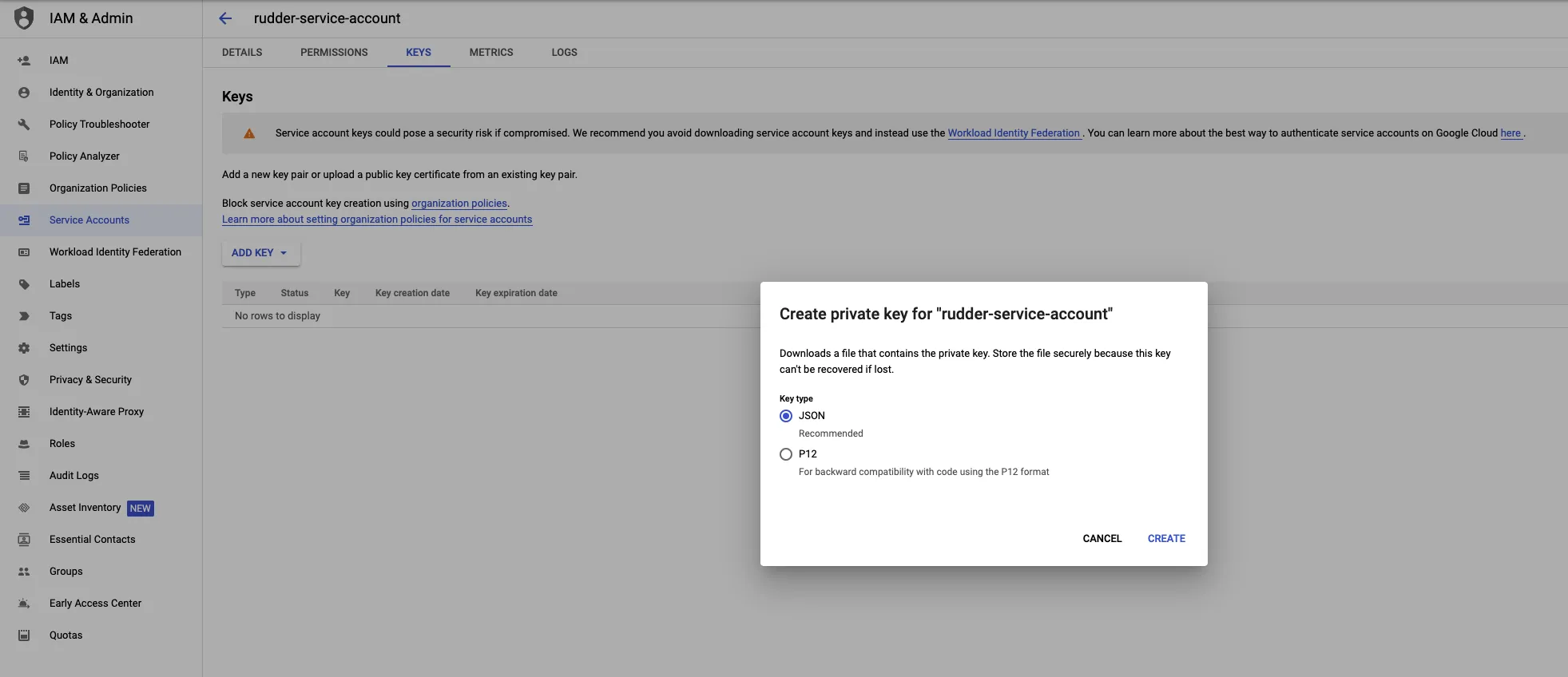 Service account type