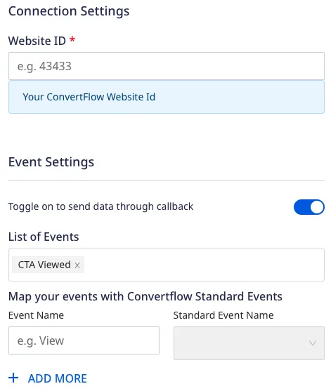ConvertFlow connection settings