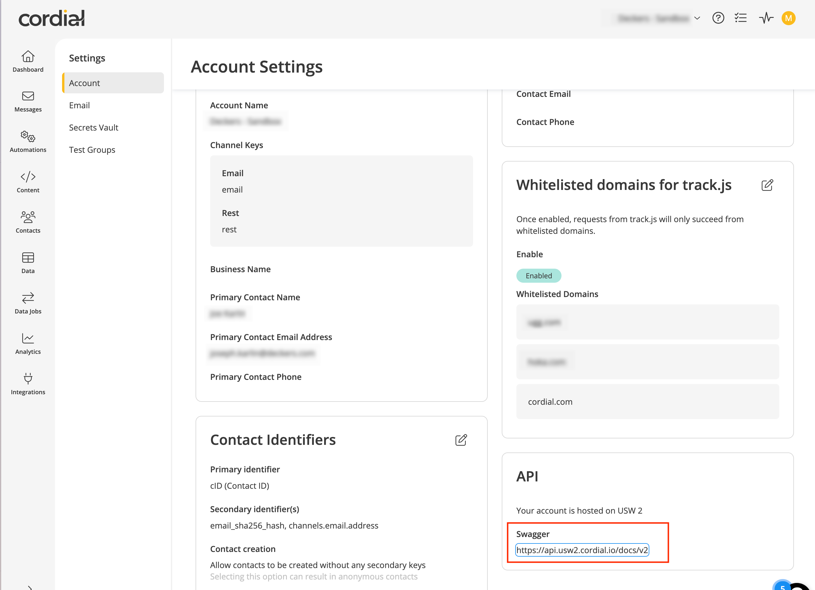 Cordial API base URL