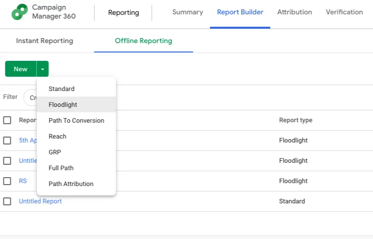 DCM Floodlight report builder