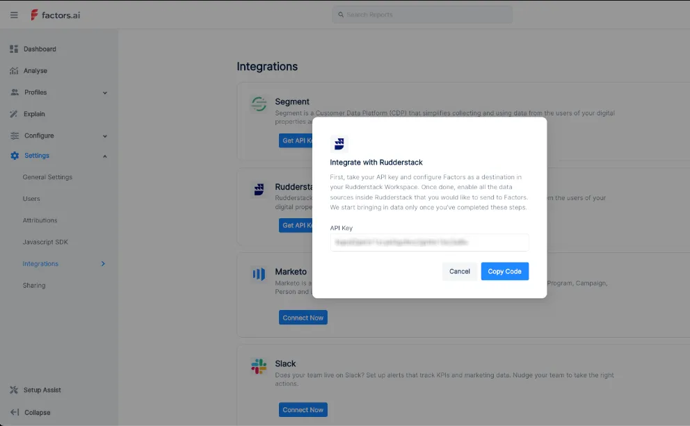 FactorsAI API key