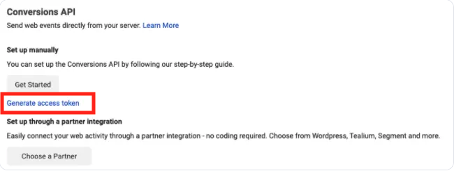 FB Conversions generate access token