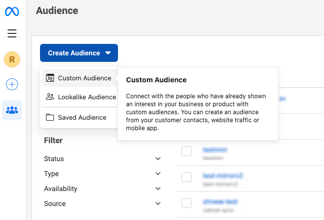 Facebook custom audience creation
