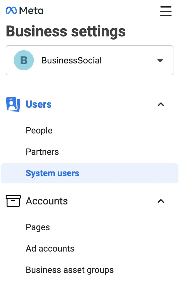 System users setting